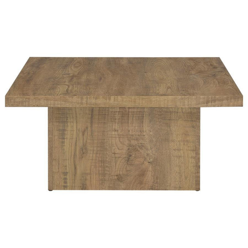 Rustic Mango Wood Square Table with Sturdy Block Base
