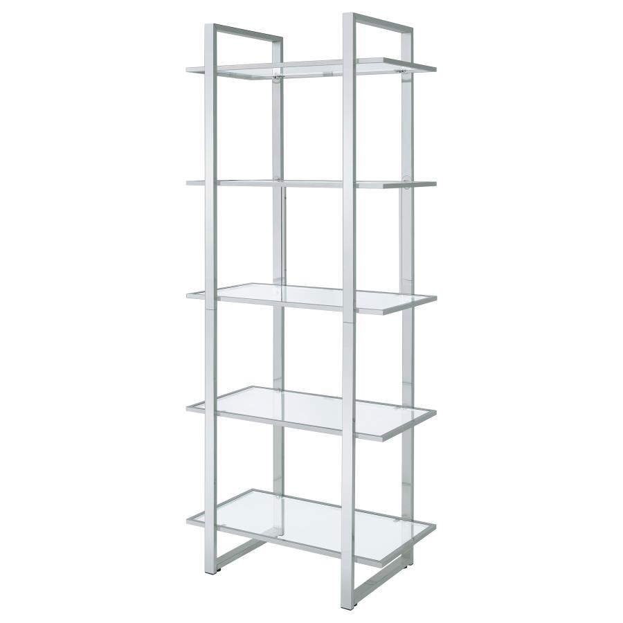 Hartford 5-Shelf Glass Bookshelf