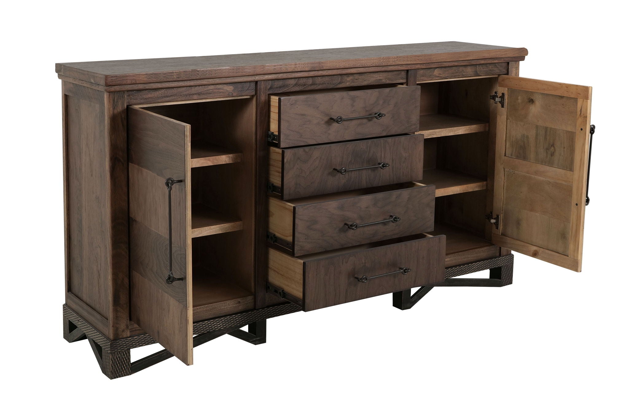 Walnut Console Peanut Brown – 4 Drawer & Door