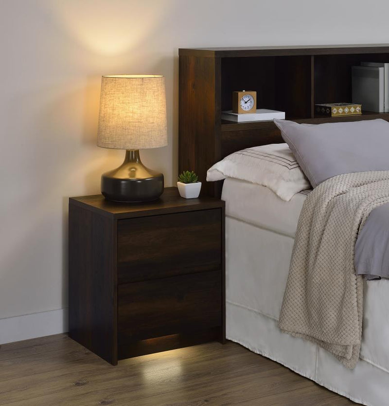 2-Drawer Nightstand with LED Motion Light & Dual USB Ports