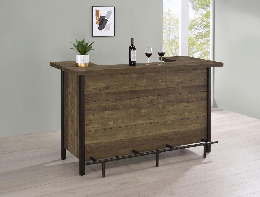 Rustic Oak Freestanding Home Bar Wine Cabinet