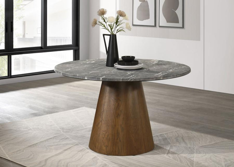 Franklin – 59" Round Dining Table in Gray
