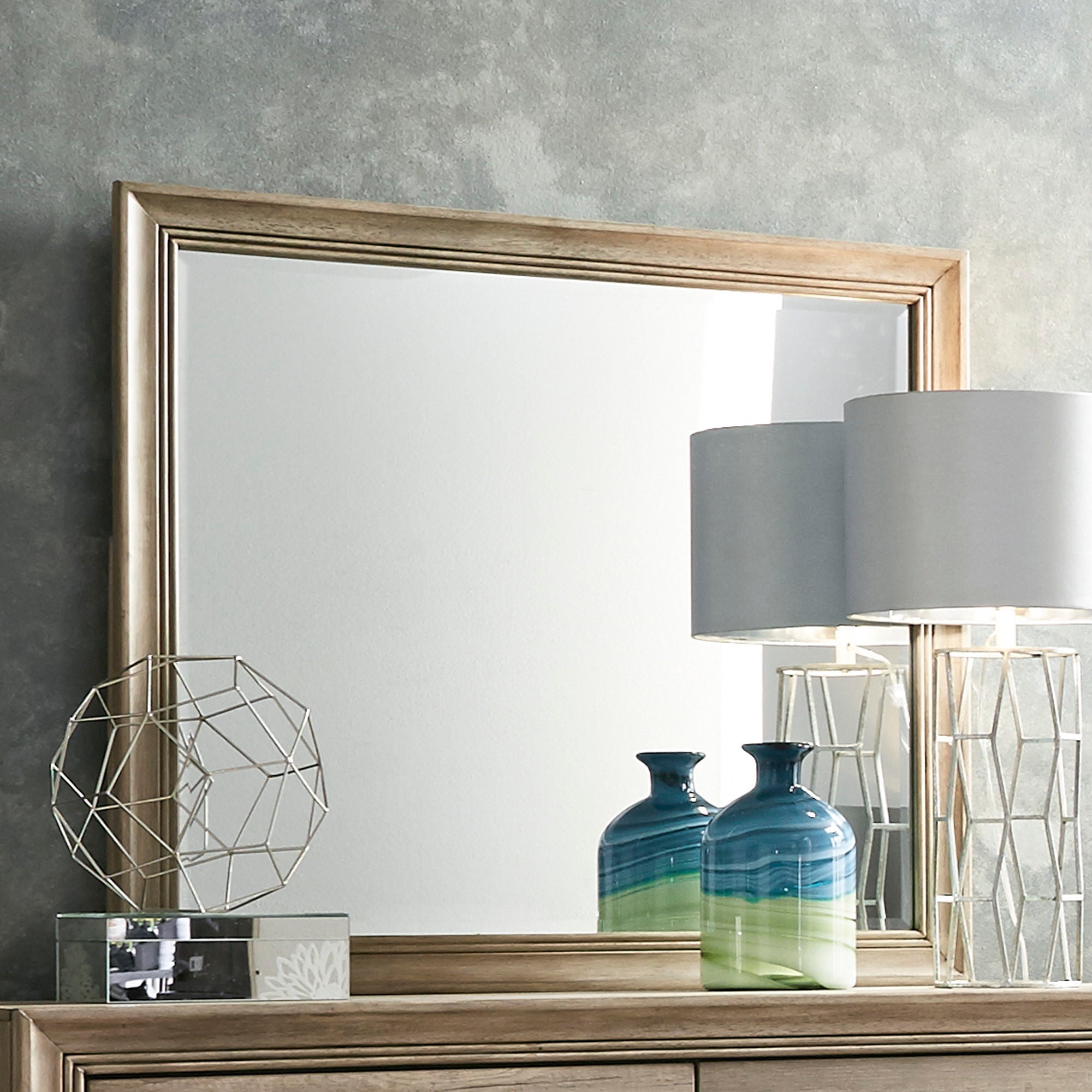 Sun Valley Mirror – Light Brown Finish, Beveled Glass
