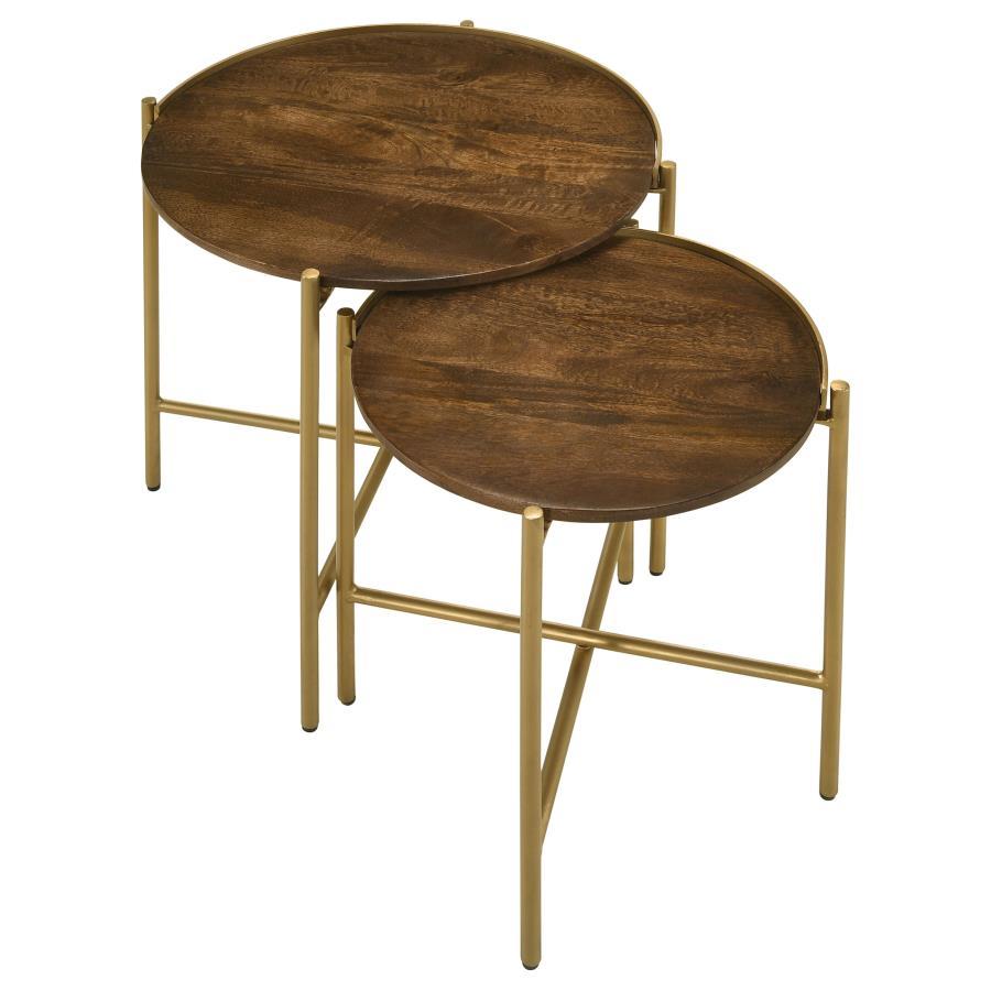 Malka 2 Piece Round Wood Nesting Tables with Dark