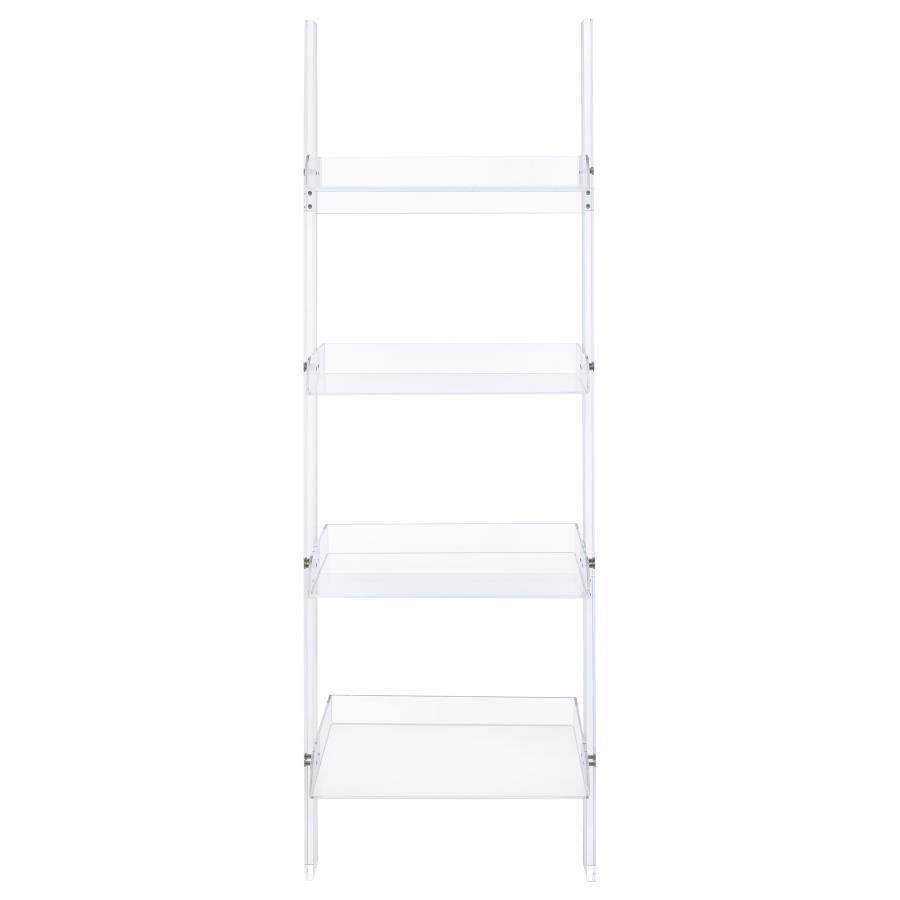 Amaturo 4-Shelf Acrylic Ladder Bookshelf in Clear