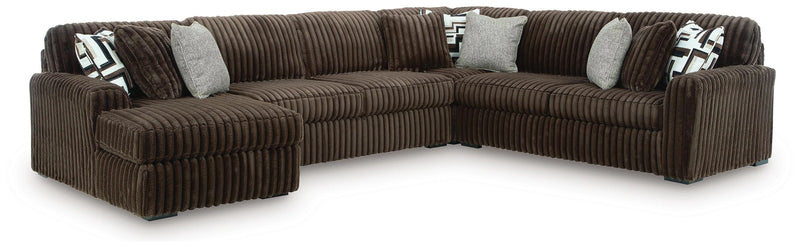 Midnight-Madness Sectional with Chaise - Chocolate