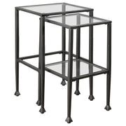 2-Piece Glass Top Nesting Table Set