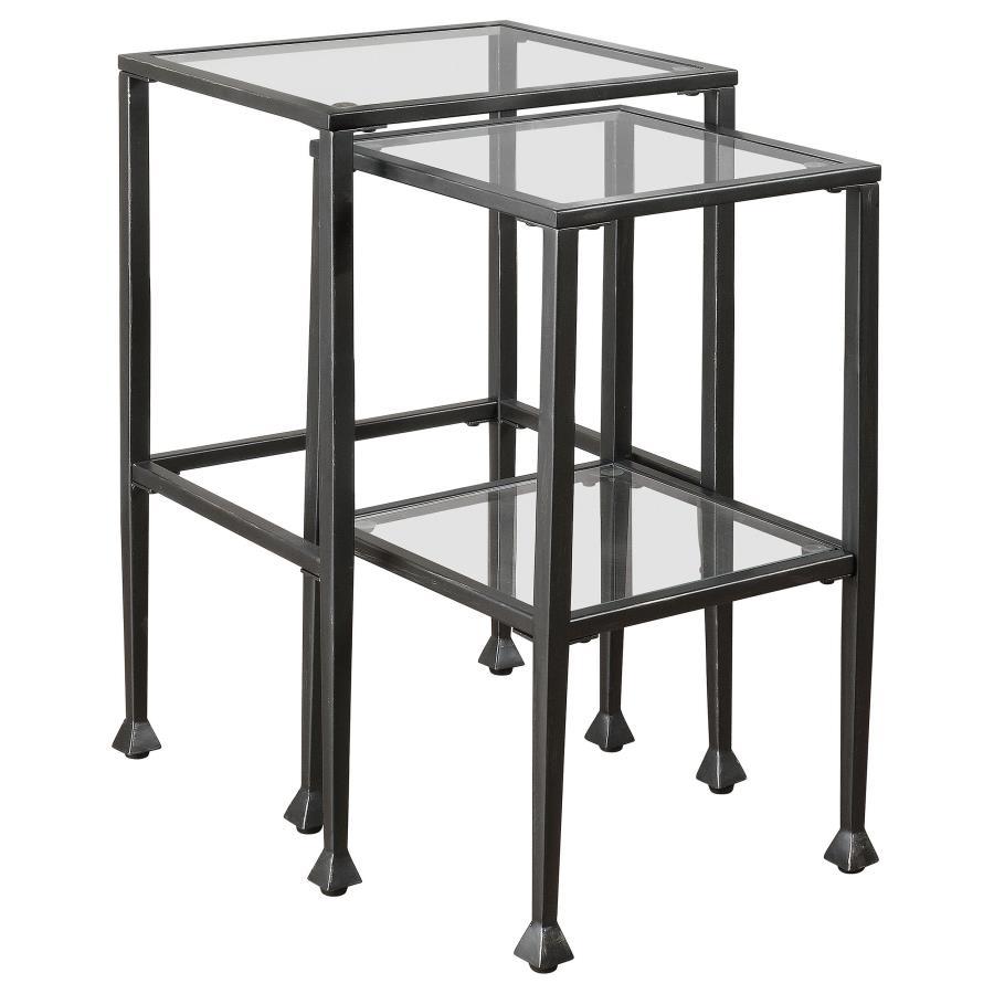 2-Piece Glass Top Nesting Table Set