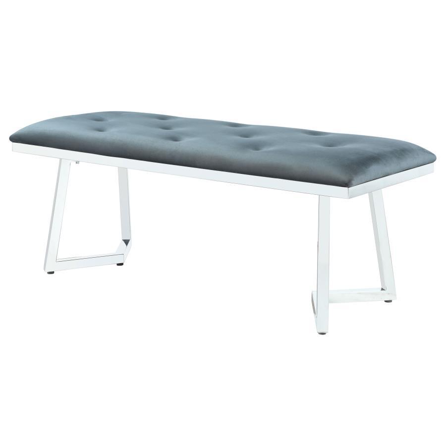 Beaufort Velvet Upholstered Dining Bench – Steel Gray