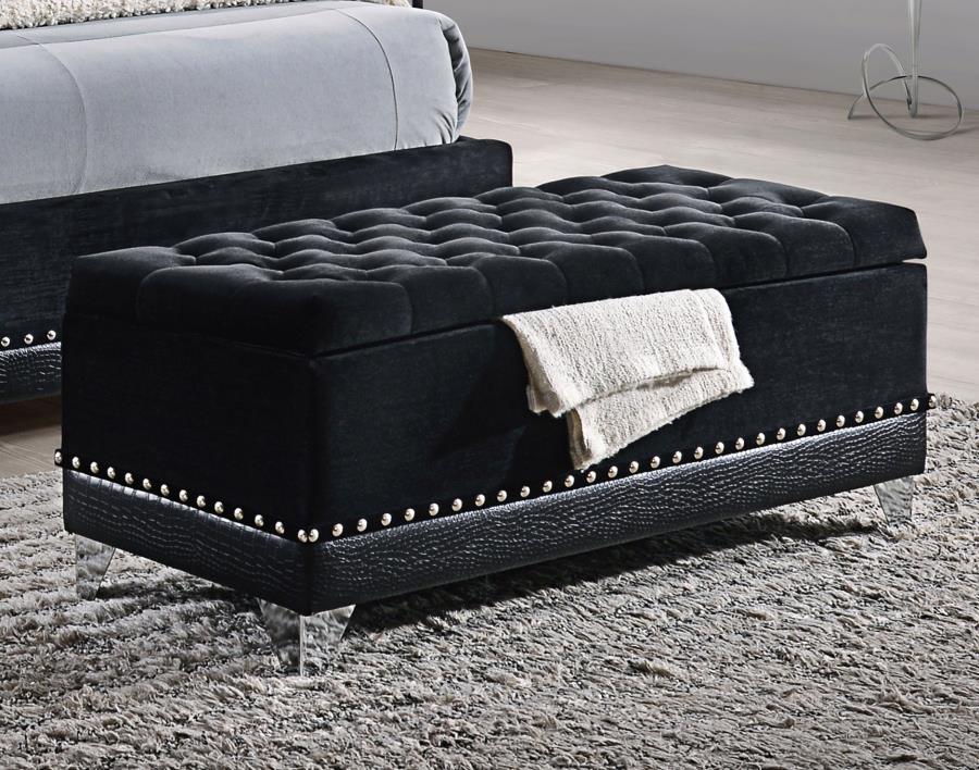 Barzini Velvet Upholstered Tufted Storage Bench