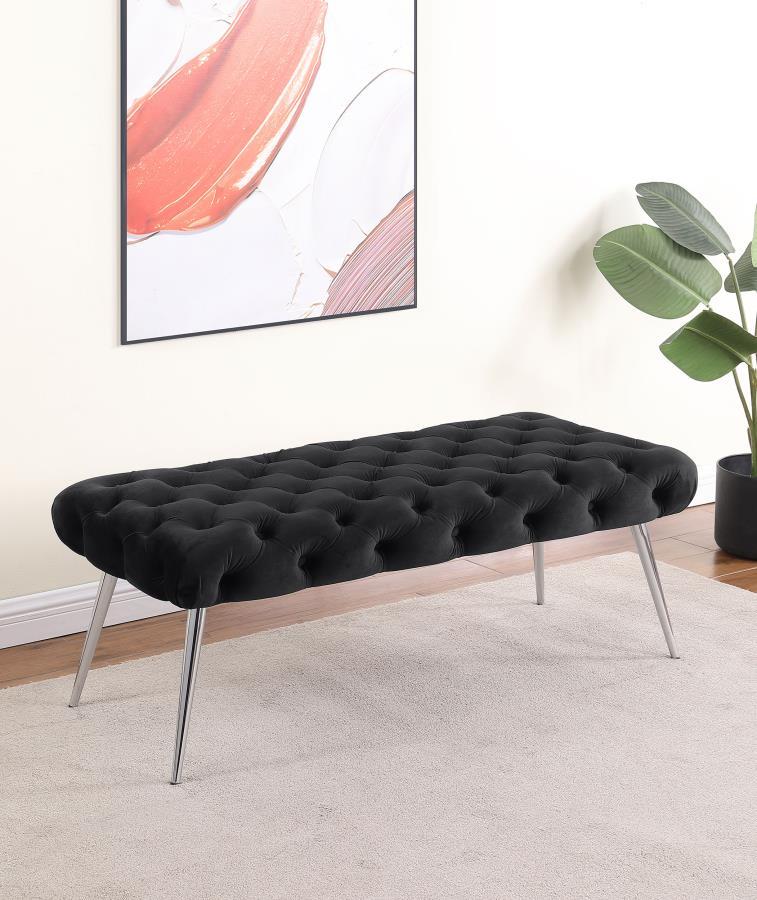 Ella Upholstered Tufted Bench with Metal Legs