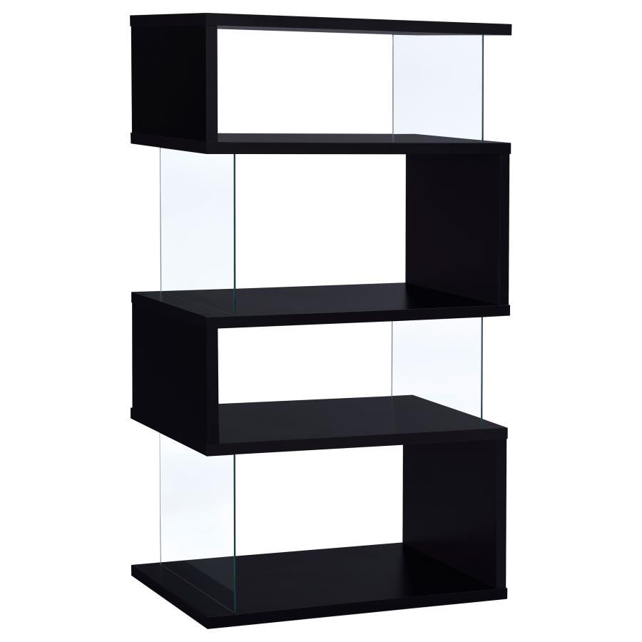 Emelle 4-Shelf Glass Panel Bookshelf
