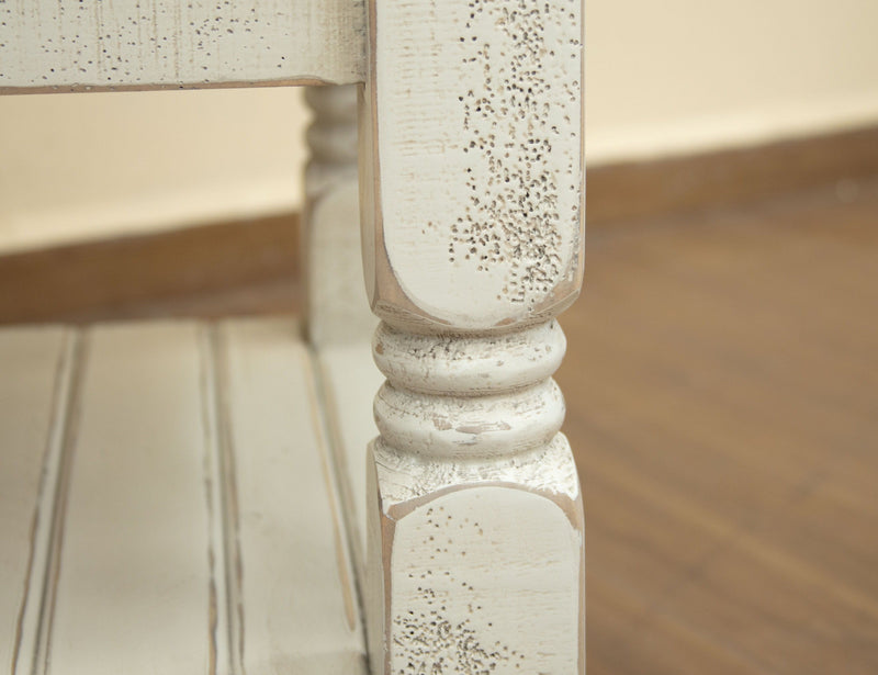 Stone End Table with 1 Drawer and Slatted Shelf