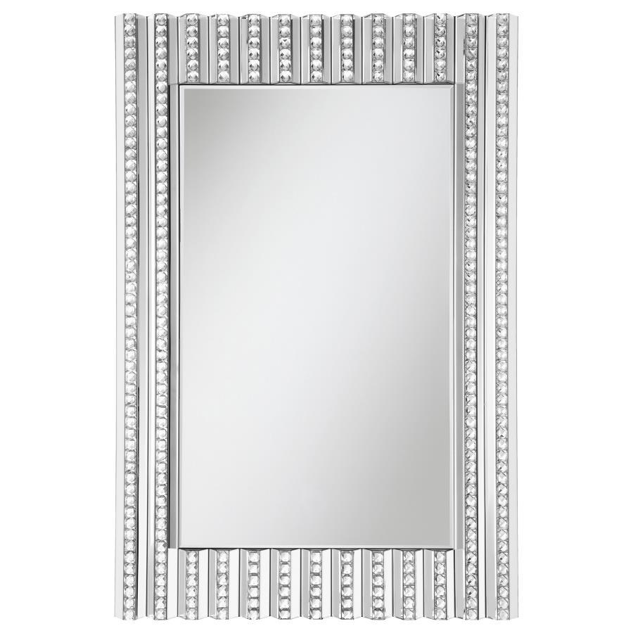 Aideen Acrylic Crystal Wall Mirror in Silver