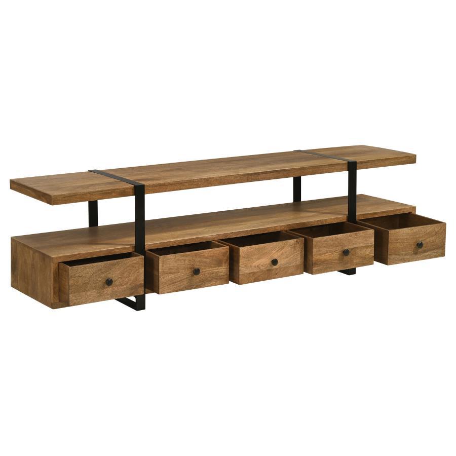 Otto 5-Drawer Mango Wood TV Stand Media Console