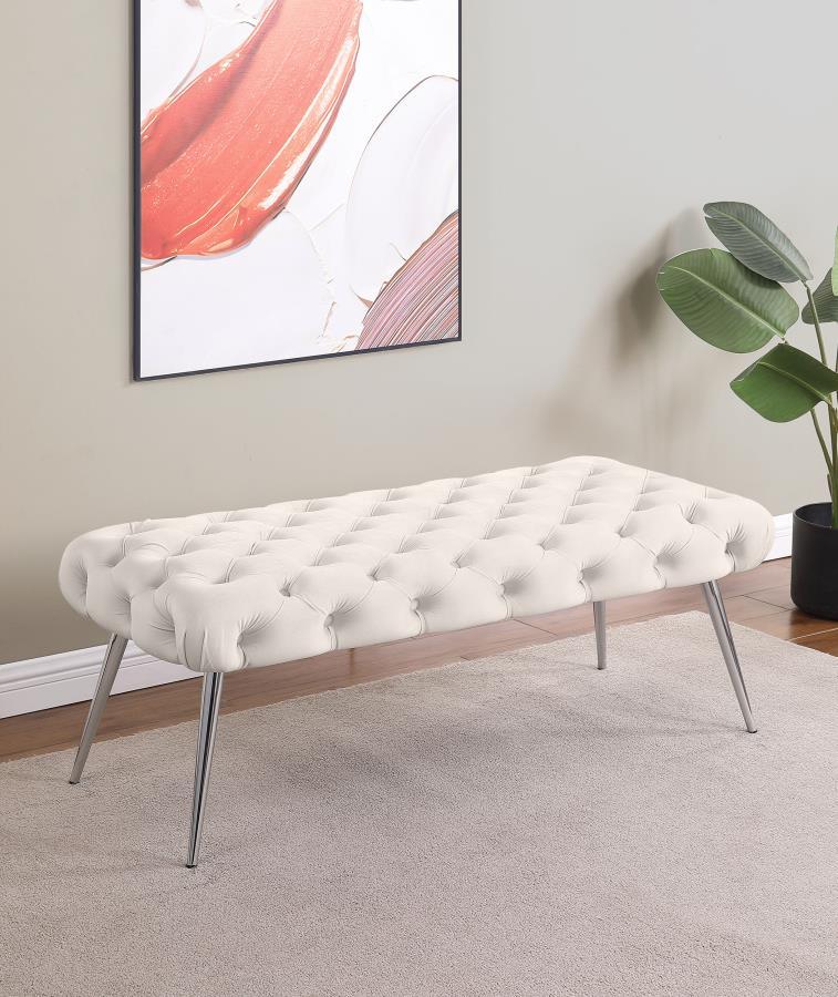 Ella Upholstered Tufted Bench with Metal Legs