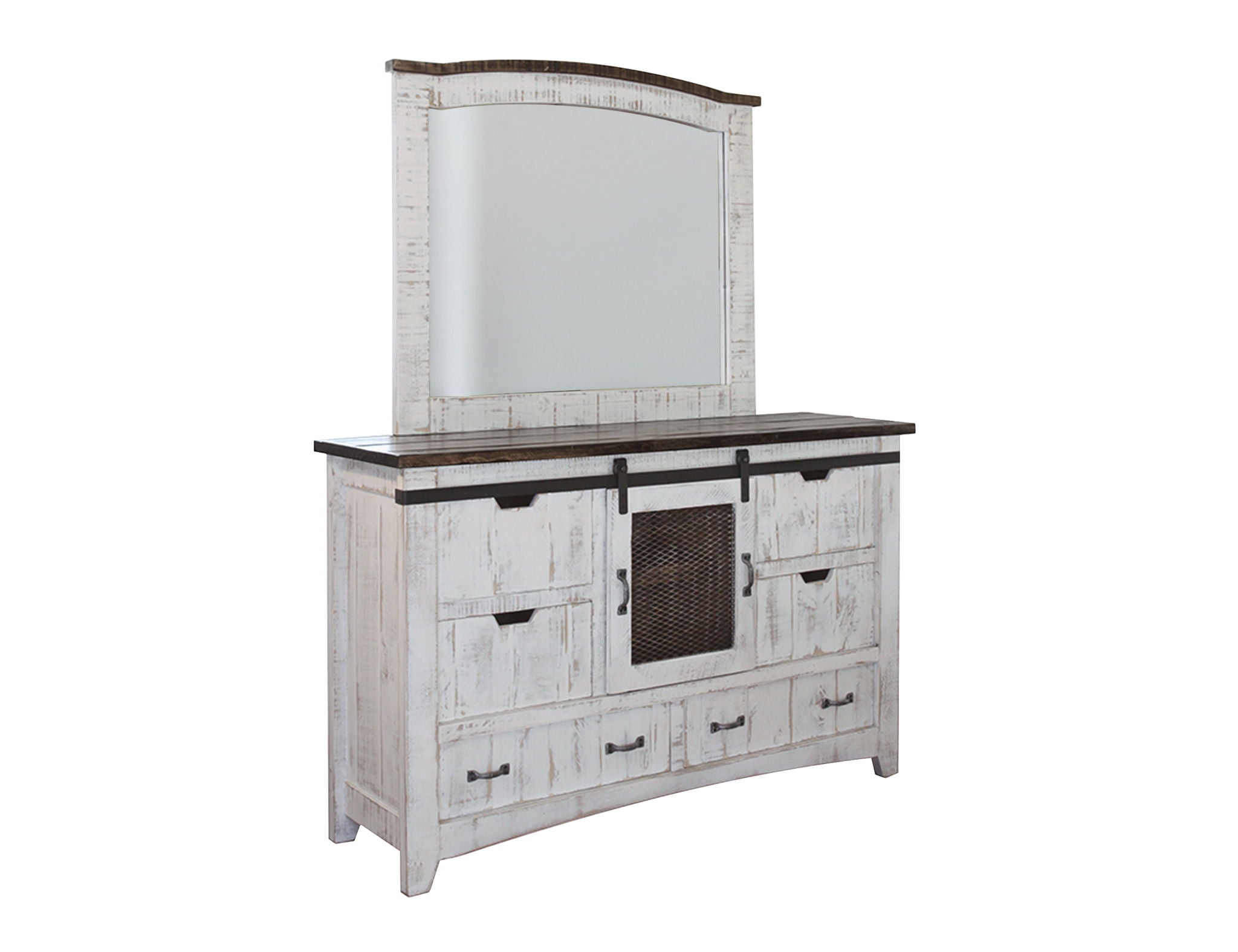 Pueblo - Mirror - Antiqued White