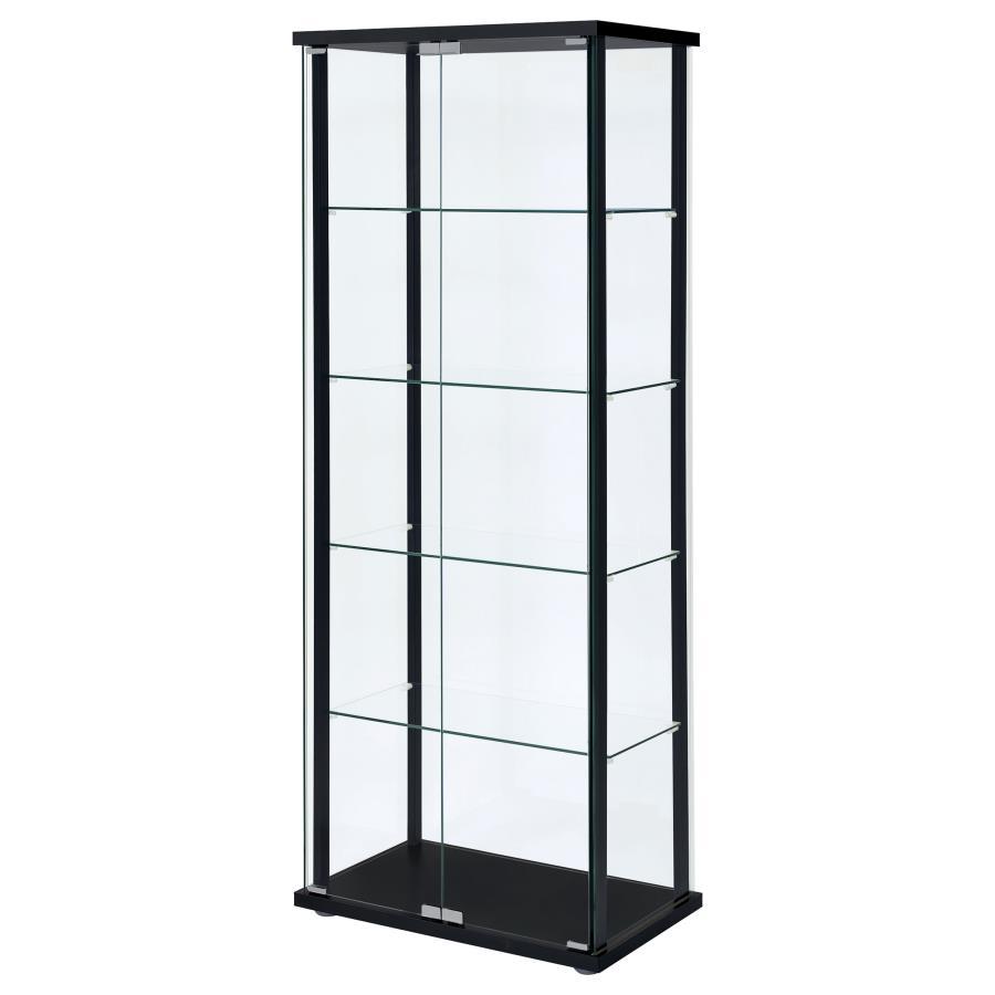 5-Shelf Clear Glass Curio Display Cabinet