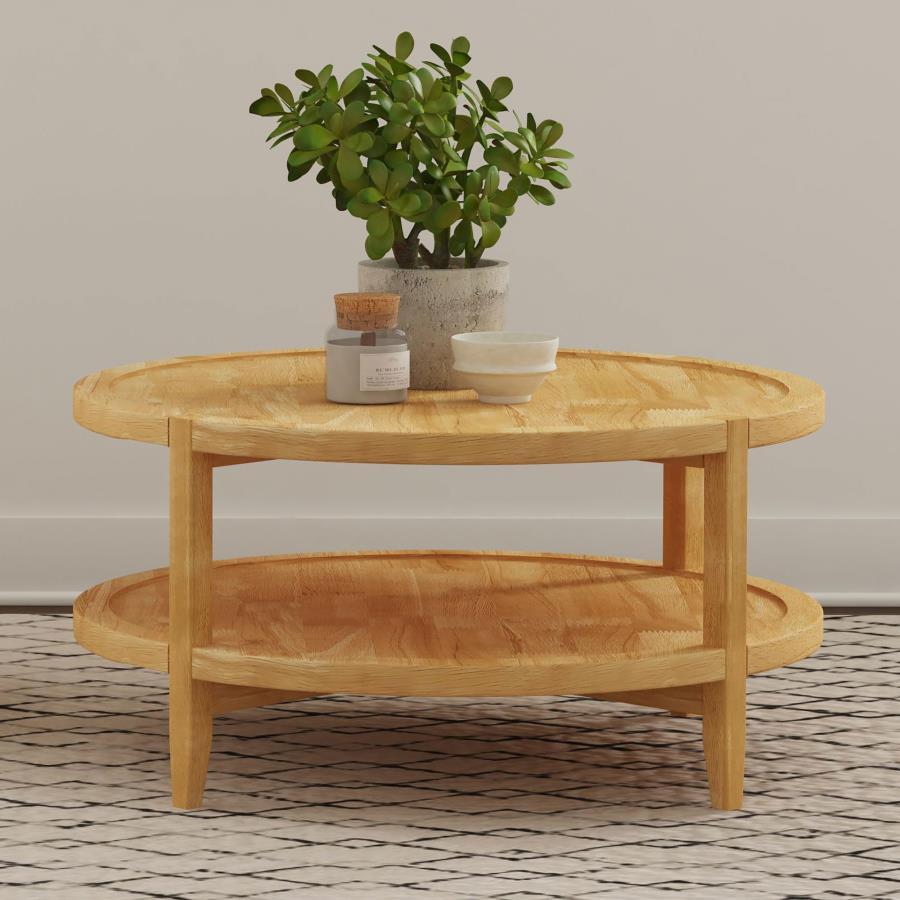 Camillo Round Solid Wood Coffee Table in Maple