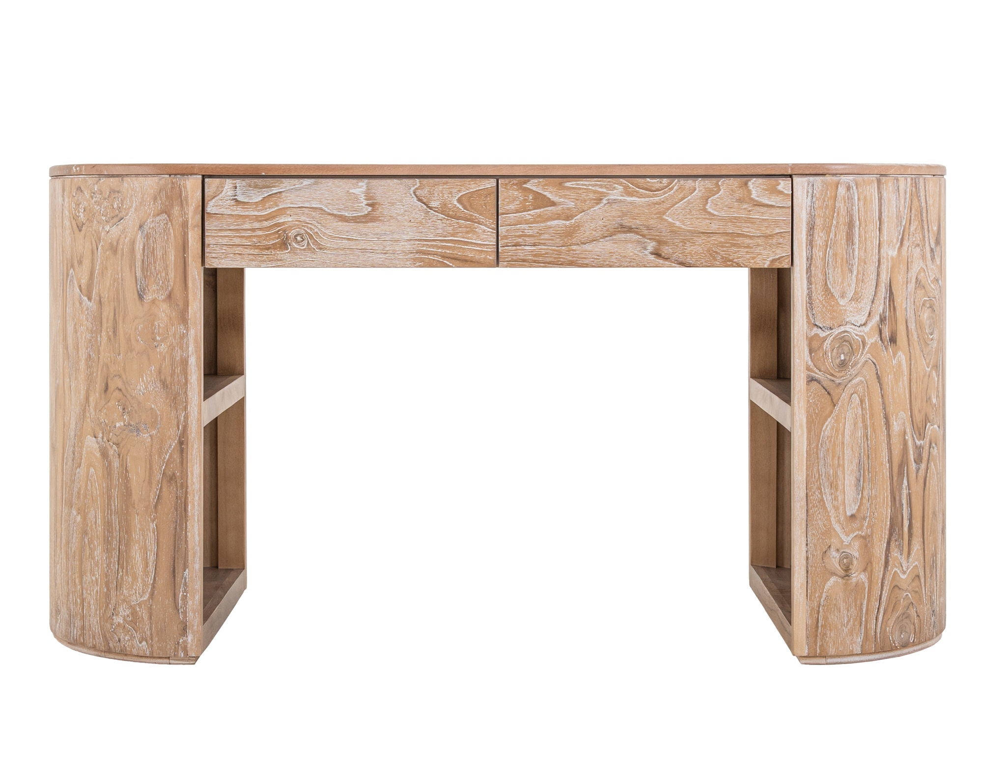 Balam 2-Drawer Desk in Ivory White