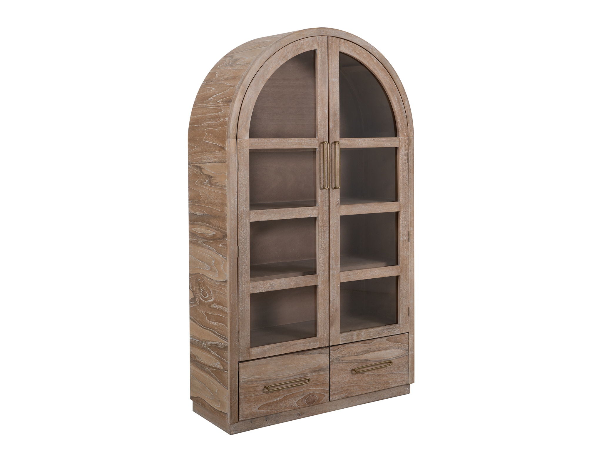 Balam Cabinet Ivory White – 2 Drawer, 2 Glass Door Cabinet