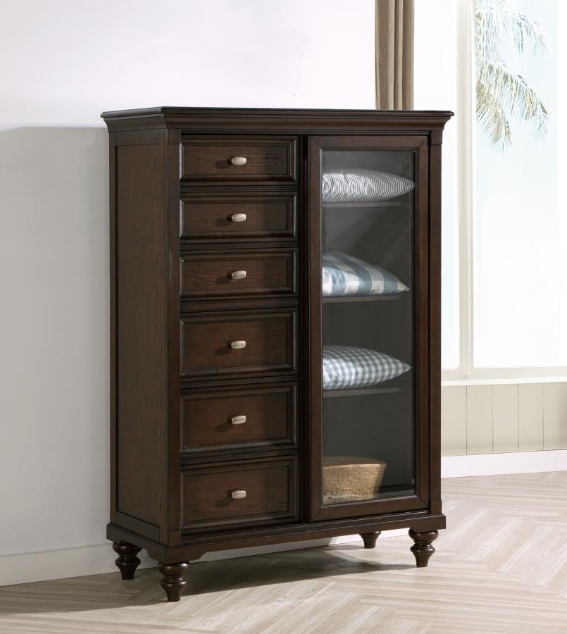 Andover 6-Drawer Tempered Glass Door Chest