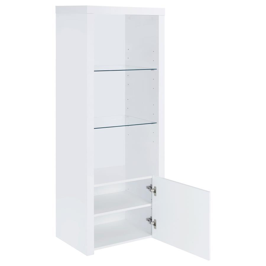 Jude 3-Shelf High Gloss White Media Tower with Glass Shelves