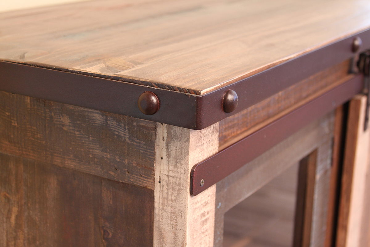 Antique TV Stand with 2 Glass Doors & 2 Sliding Doors