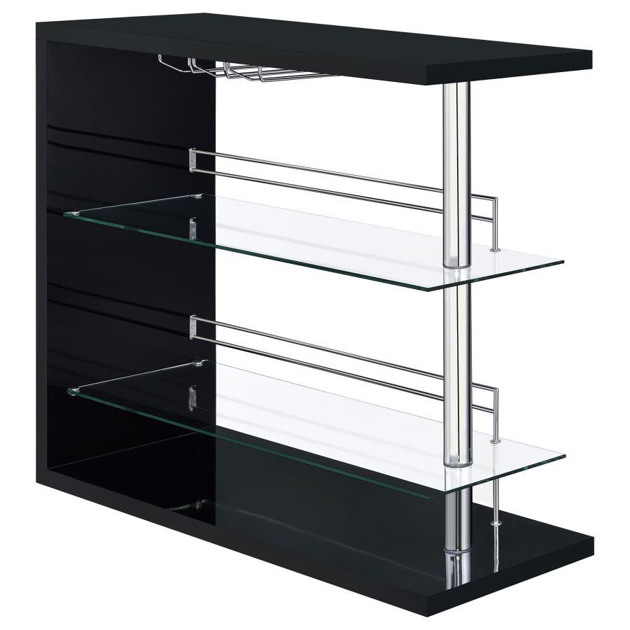 Prescott Rectangular 2-Shelf Home Bar Unit with Glass