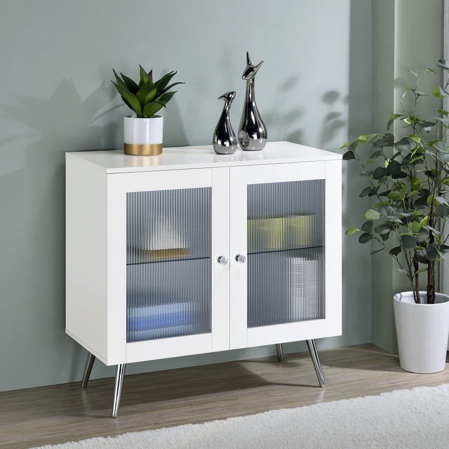 Nieta 2 Door White High Gloss Accent Cabinet