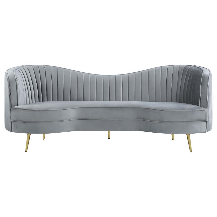 Upholstered Channel Tufted Sofa with Mid-Century