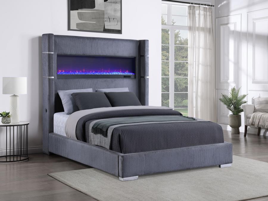 Tisdall Queen Upholstered Fireplace Bed
