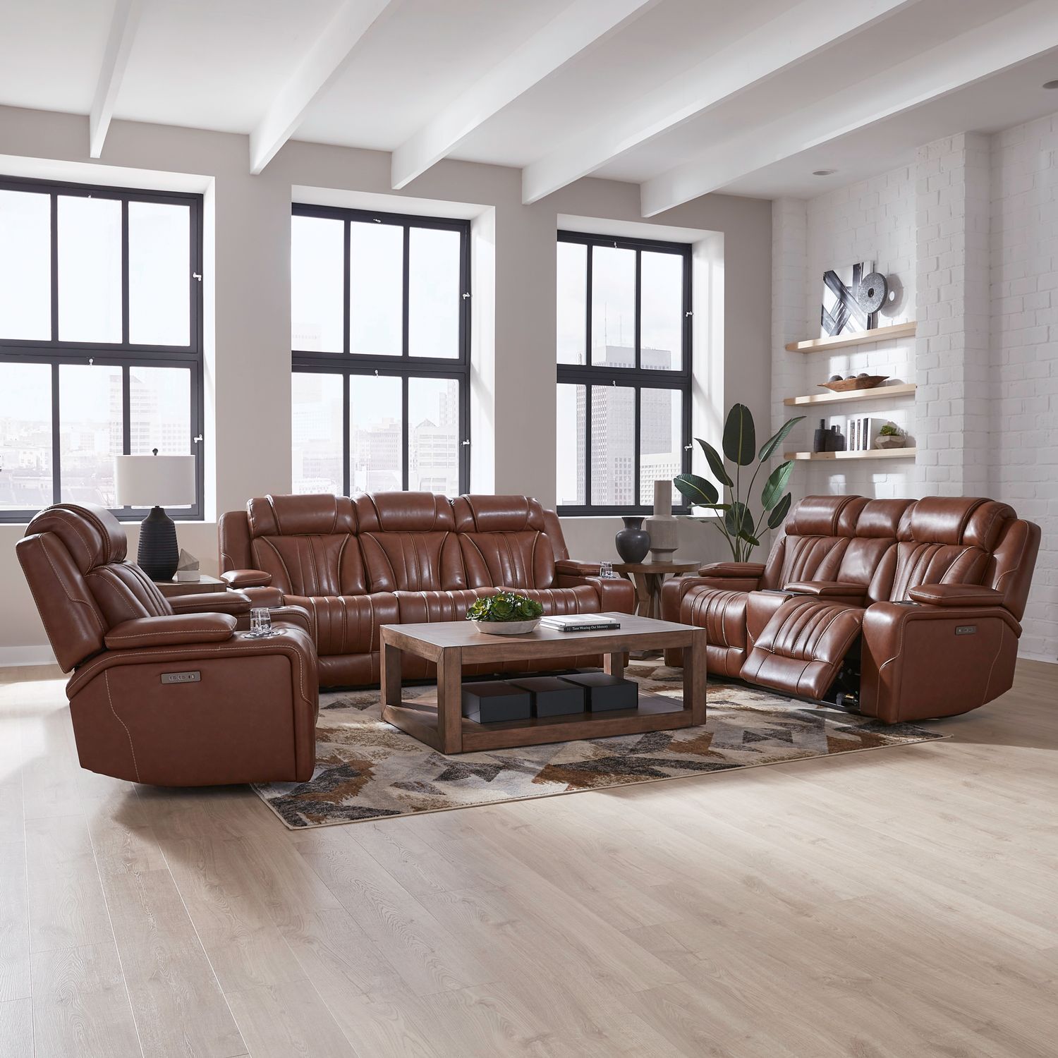 Caswell Sofa Set – Transitional Brown