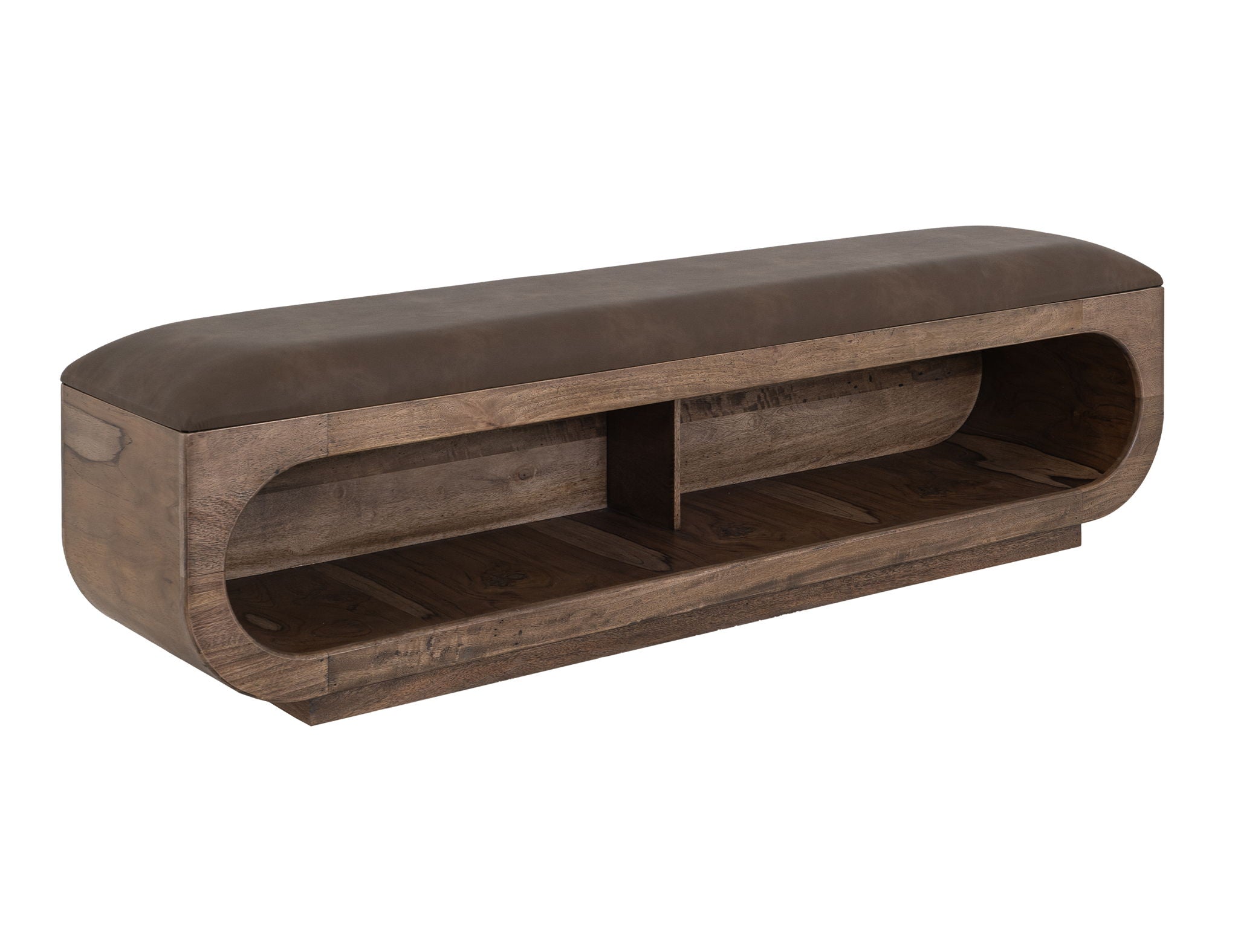 Balam Wooden Bench with Cushioned Seat