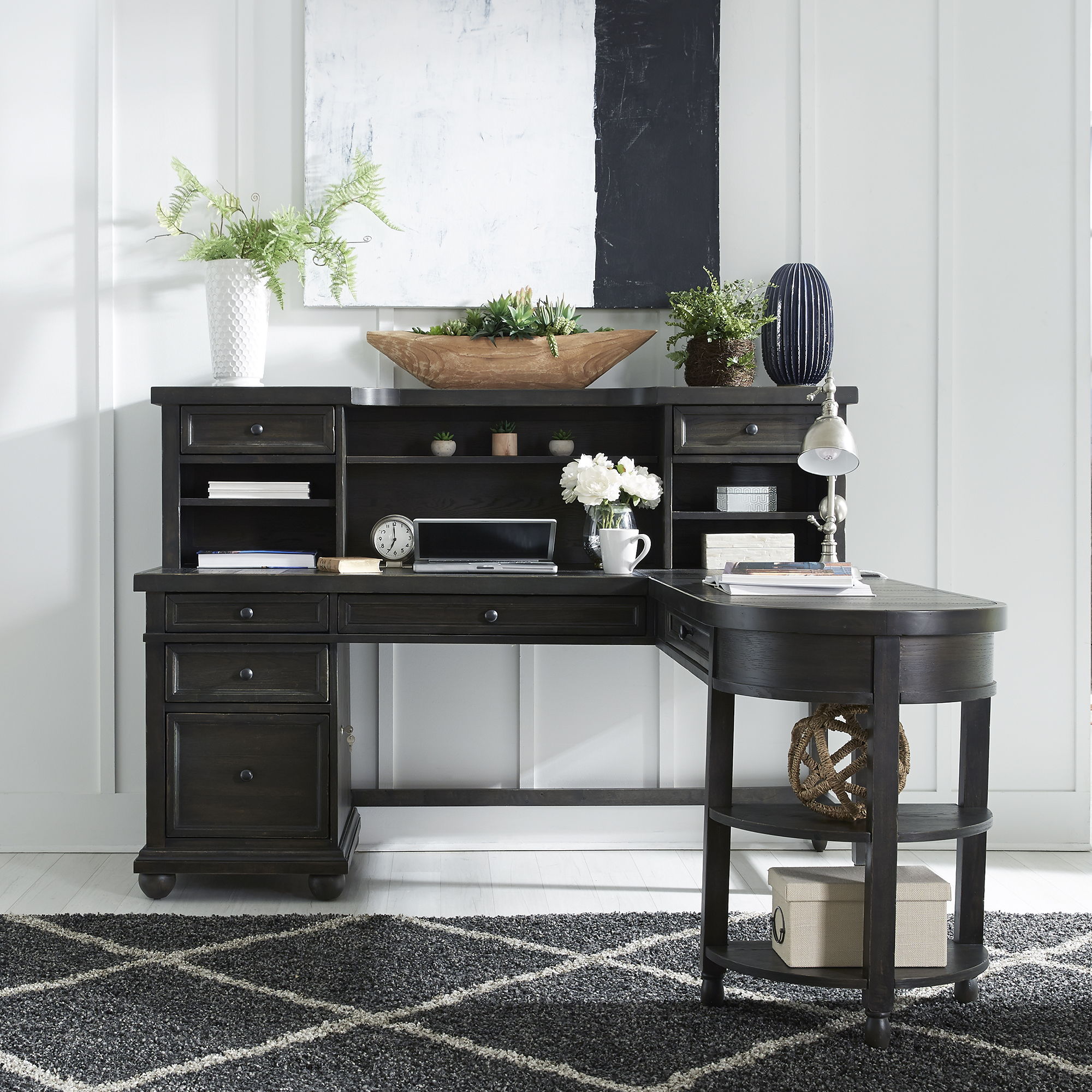 Harvest Home L-Shaped Desk Set with Hutch