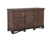 Walnut - Dresser - Walnut Brown - 6 Drawers & 1 Door