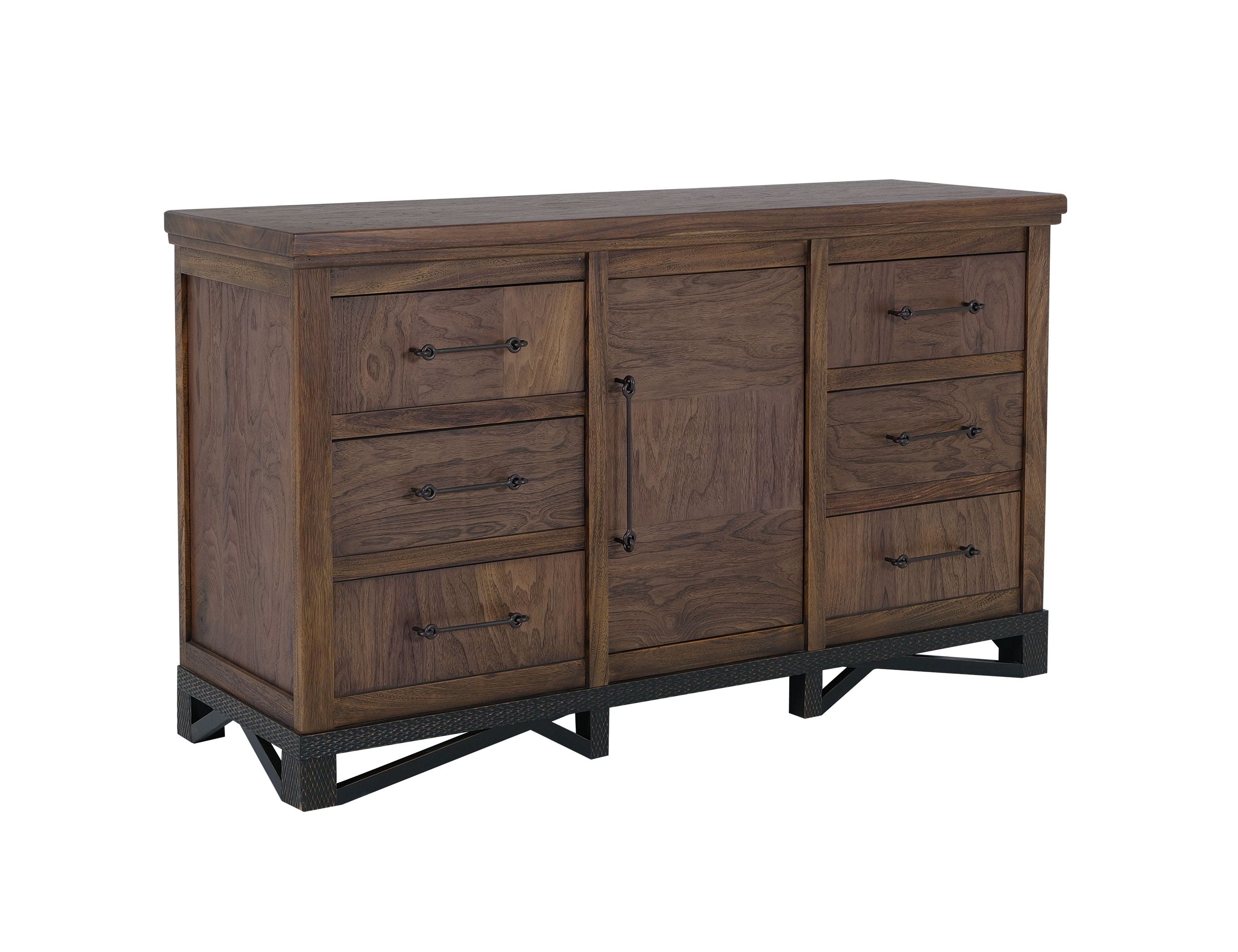 Walnut - Dresser - Walnut Brown - 6 Drawers & 1 Door