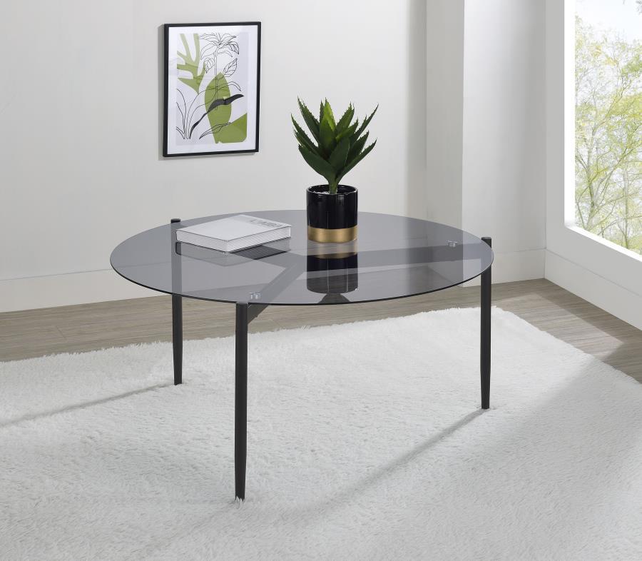 Rosalie Round Smoked Glass Top Coffee Table