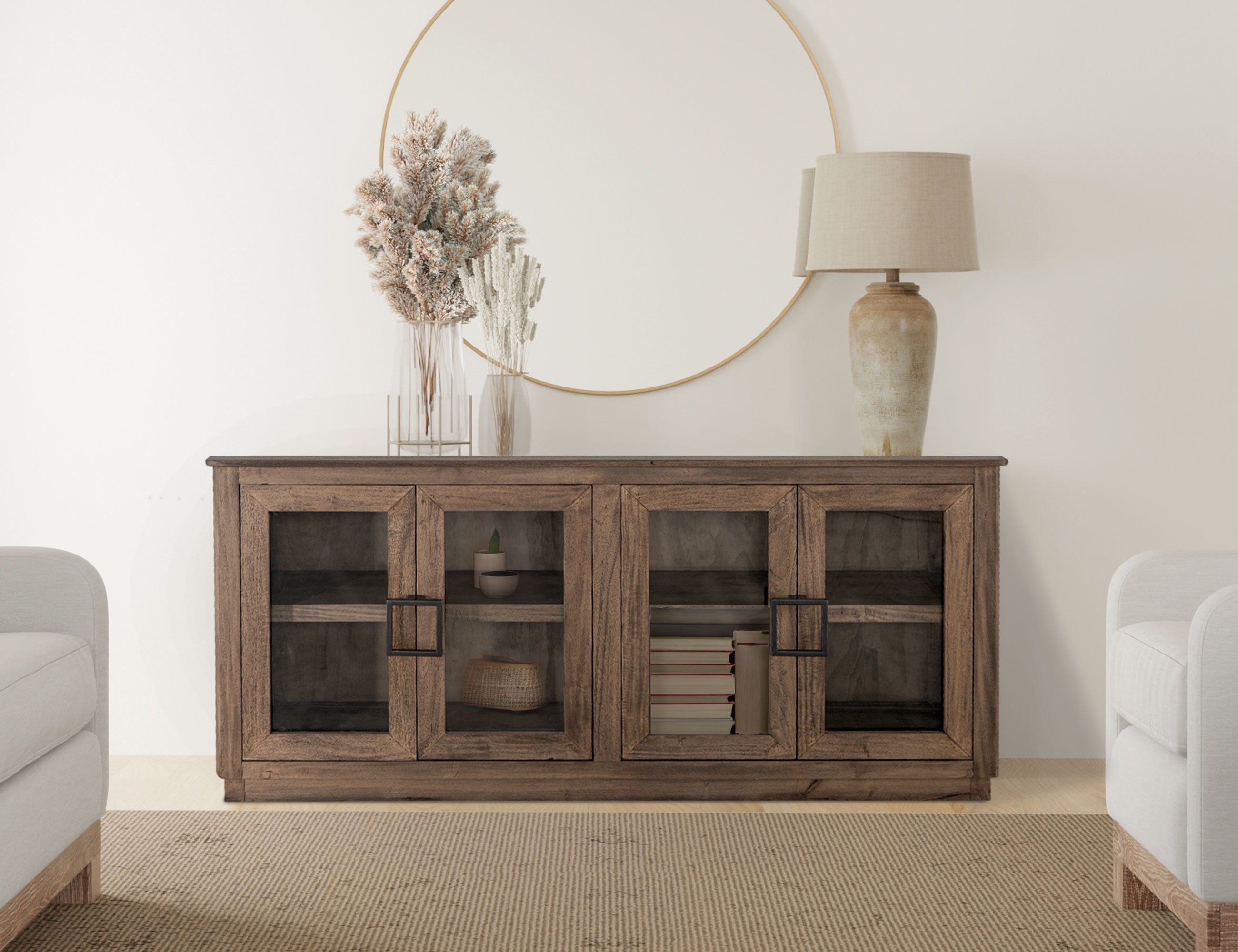 Samara Console – Solid Melina Wood 4-Door