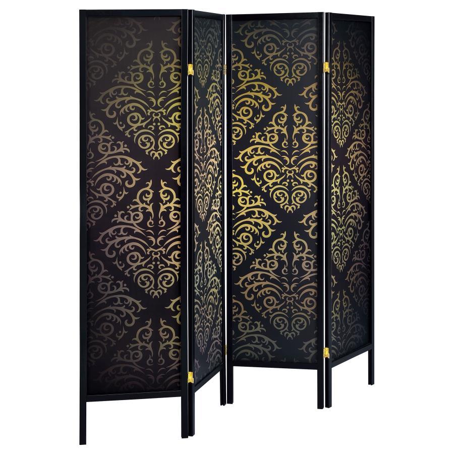 Haidera 4-Panel Folding Room Divider with Black