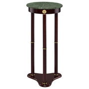 Edite Round Marble Top Accent Side Table in Merlot