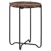 Latifa Round Marble Top Accent Side Table with Red Marble