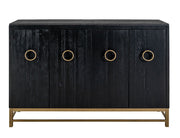 Ebano Console Charcoal Black, 4-Door Wood & Stone