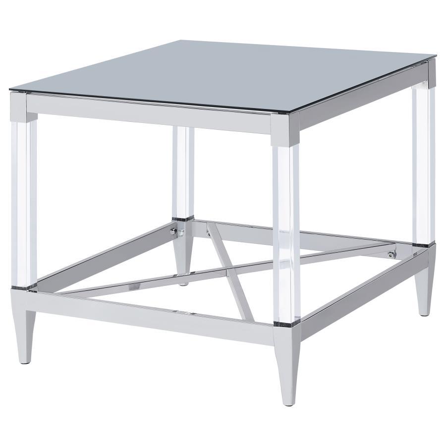Lindley Square Tempered Mirror Acrylic Side End Table