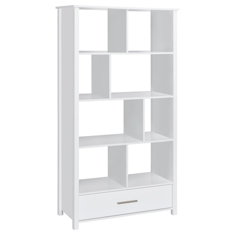 Dylan - 4-Shelf Storage Bookshelf in White High Gloss