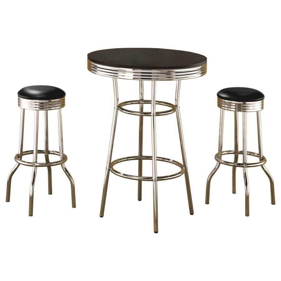 Retro 3-Piece Round 1950s Bistro Pub Bar Table Set