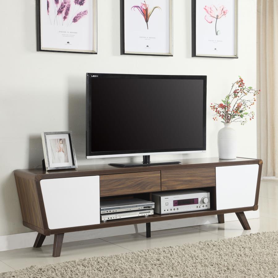 Alvin 2 Door Engineered Wood TV Stand in Dark Walnut