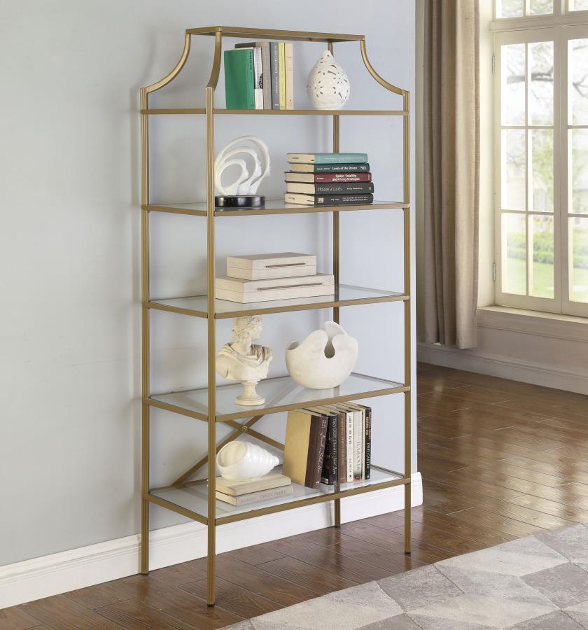 Serena 5-Shelf Glass Bookshelf
