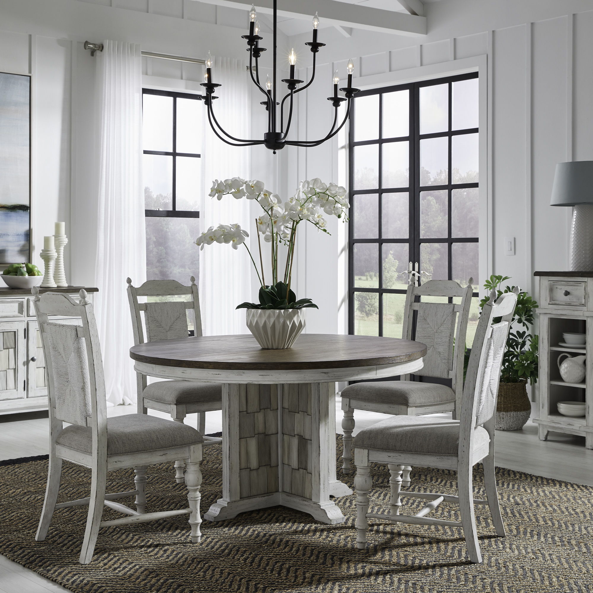 River Place 5 Piece Pedestal Table Set