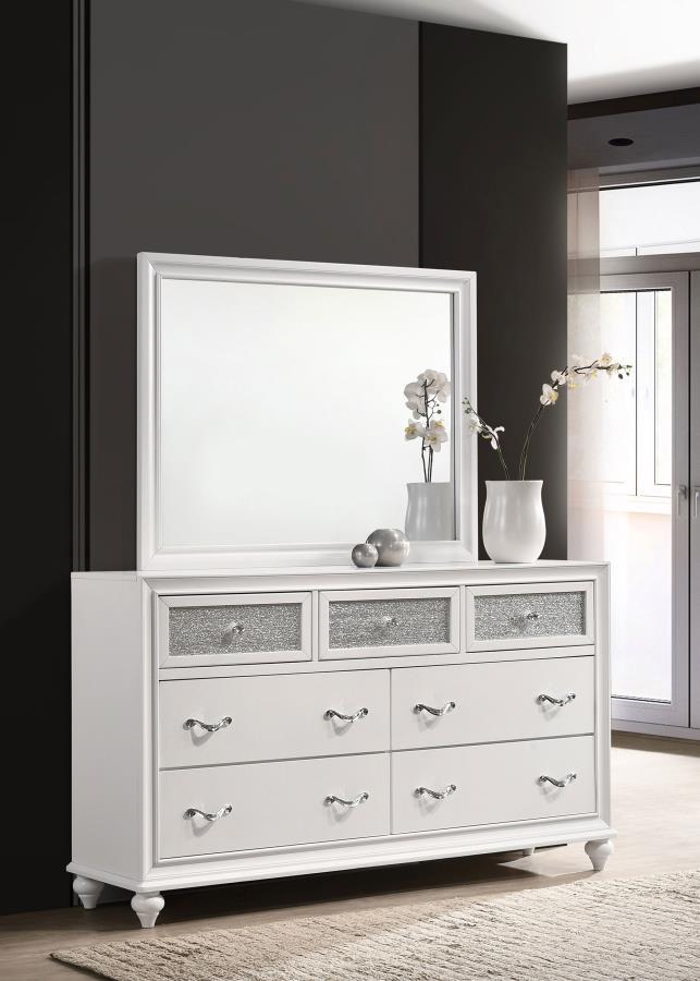 Barzini 7-Drawer Dresser with Mirror in White